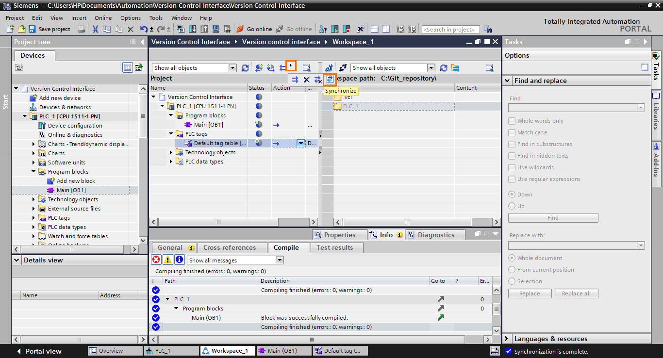 Figure 1.19 - Git / Version Control for PLCs | VCI synchronization