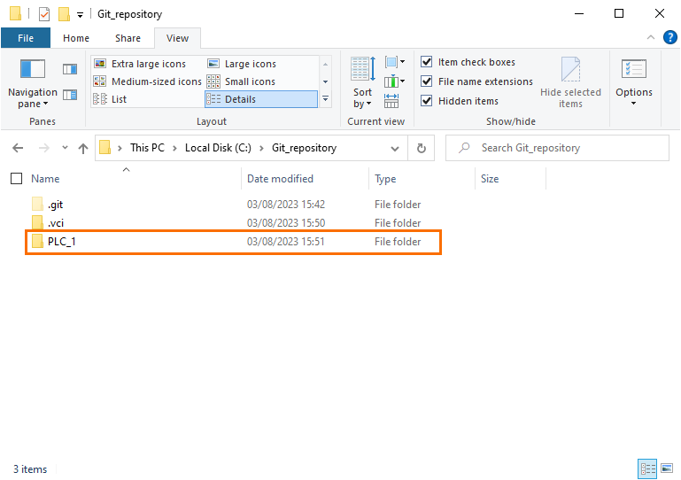 Figure 1.14 - Git / Version Control for PLCs | VCI in the Git folder