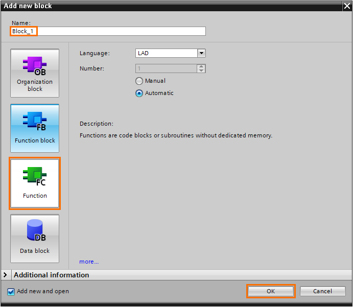 Figure 2.6 - Git / Version Control for PLCs | Creating a new FC