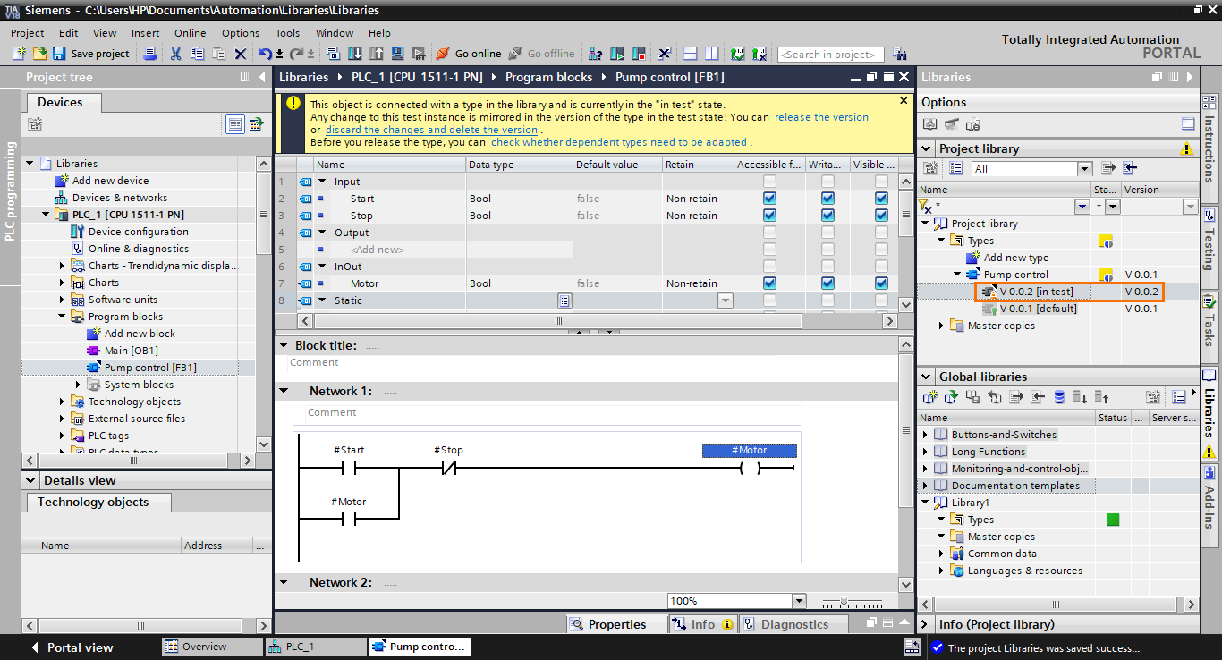 Figure 2.11 - Siemens TIA Portal Libraries | In-test version