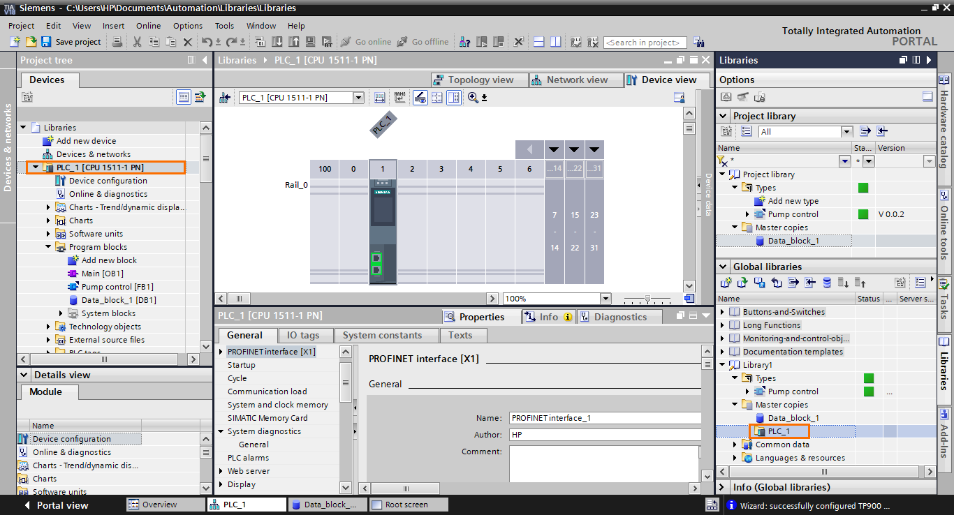 Figure 3.8 - Siemens TIA Portal Libraries | Adding the PLC station to the master copies