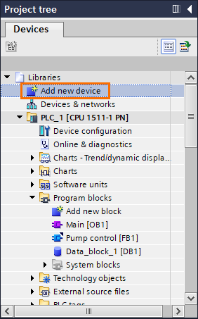 Figure 3.5 - Siemens TIA Portal Libraries | Adding a new device