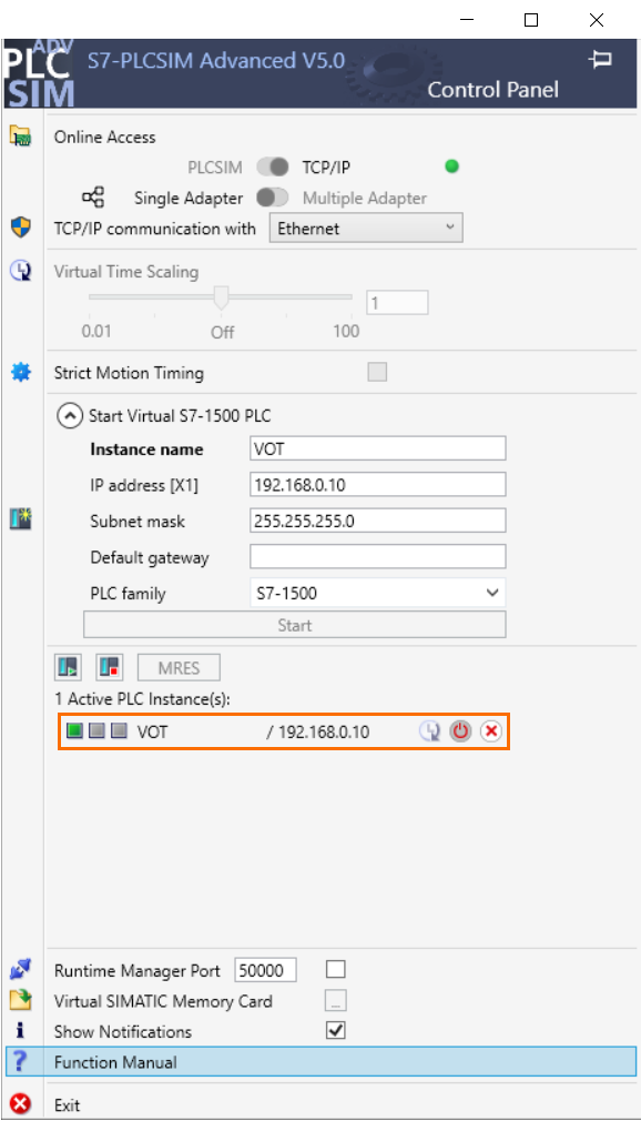 Figure 1.33 - TIA Portal View of Things | PLCSim instance