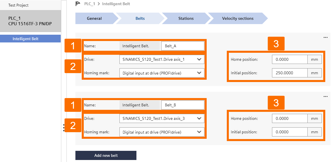 Figure 5.3 - TIA Portal Modular Application Creator | Adjusting parameters’ values of the selected Equipment Module in the Modular Application Creator