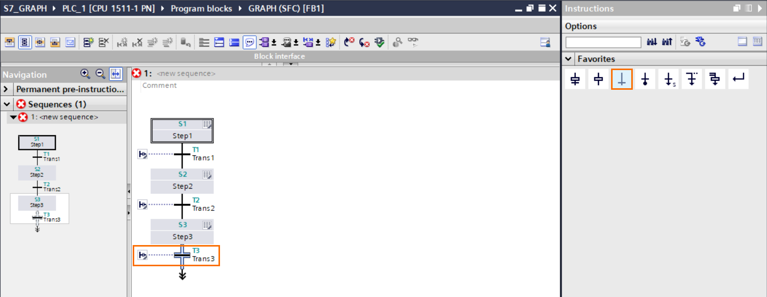 Figure 2.4 - TIA Portal GRAPH Language | Adding a transition