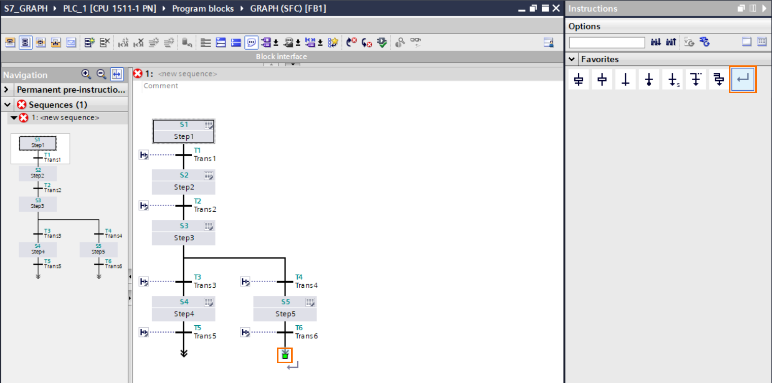 Figure 2.8 - TIA Portal GRAPH Language | Closing the branch