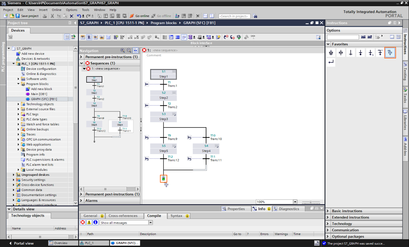 Figure 2.10 - TIA Portal GRAPH Language | Adding a new simultaneous branch