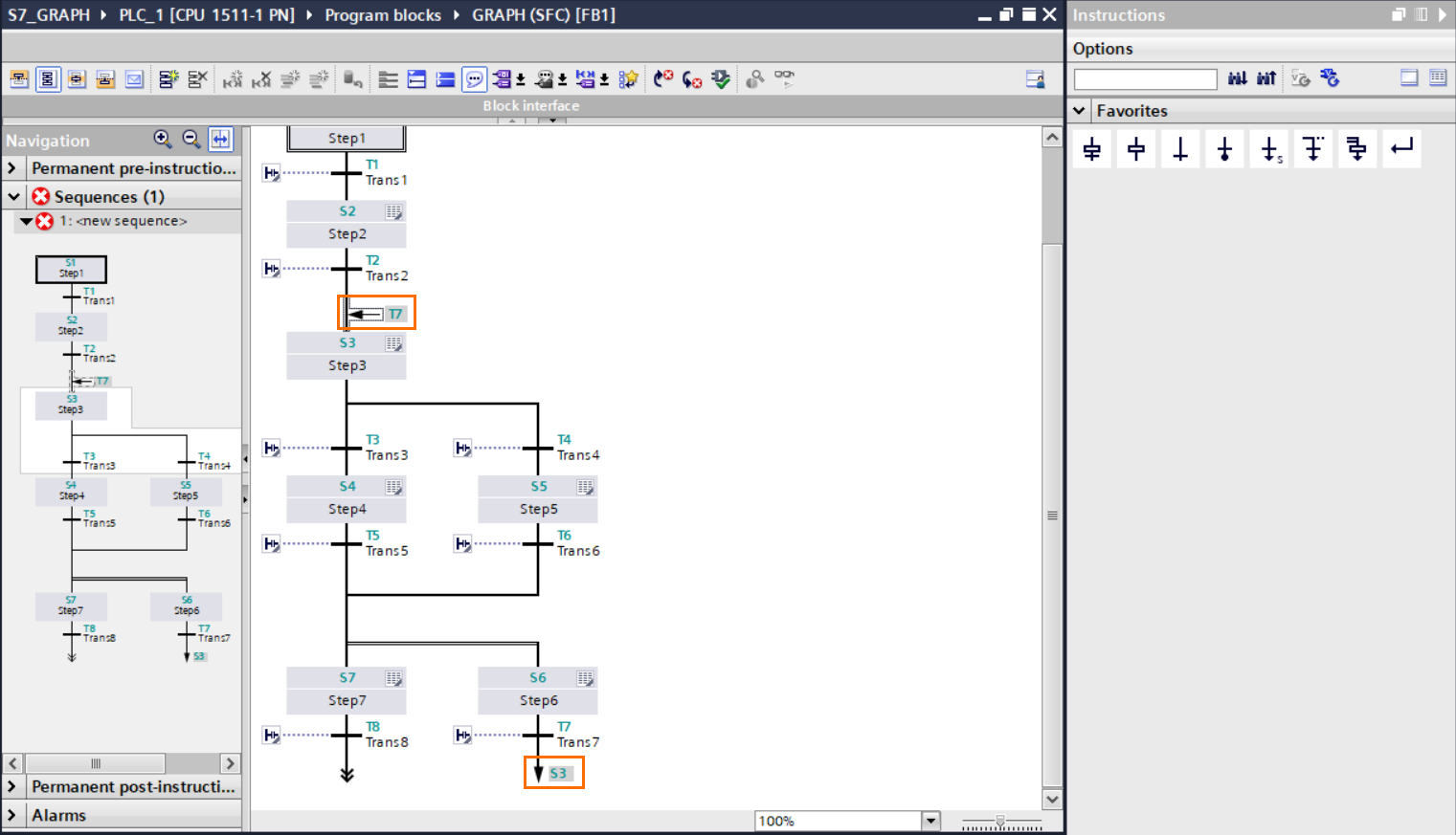 Figure 2.14 - TIA Portal GRAPH Language | Jump from T7 to S3