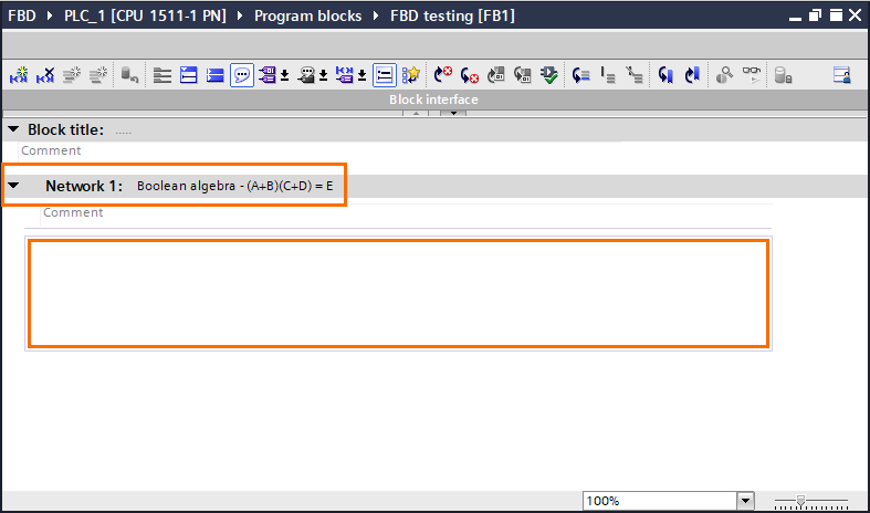 Figure 2.1 - TIA Portal Function Block Diagram (FBD) PLC Programming | Boolean algebra in Network 1