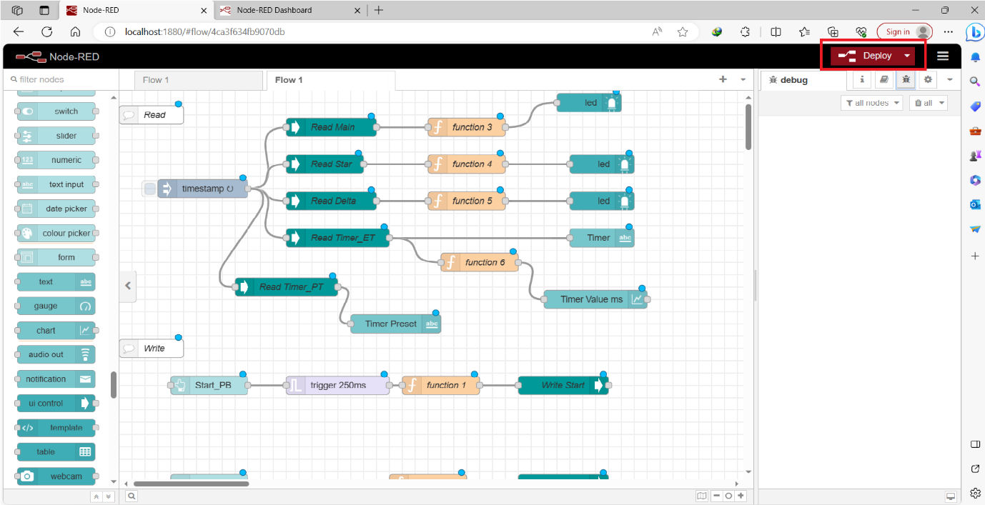 Figure 13.4 - Siemens TIA Portal PLC Node-Red Dashboard | Import Flow