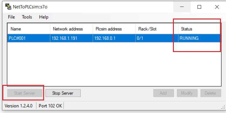 Figure 5.3 - Siemens TIA Portal PLC Node-Red Dashboard | Run the server