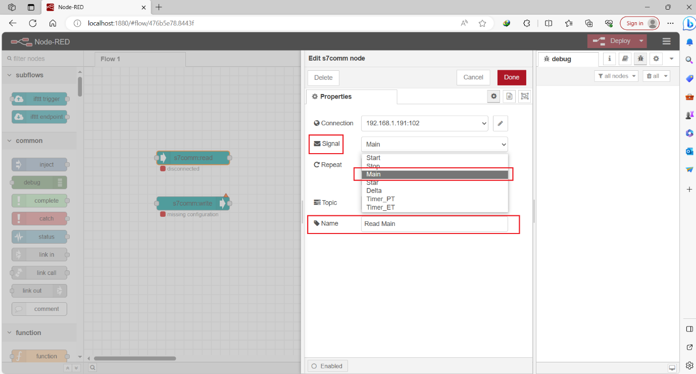 Figure 7.4 - Siemens TIA Portal PLC Node-Red Dashboard | S7comm Nodes Signals