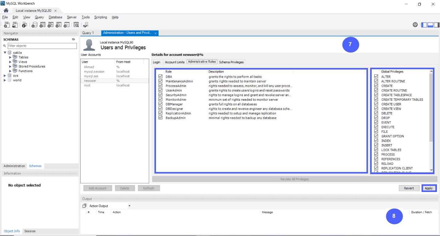 Figure 4.8 - Siemens TIA Portal PLC MySQL Google Sheets Data | MySQL Server Giving permission to the New User