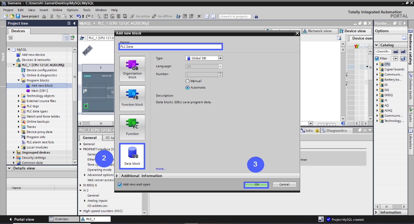 Figure 5.8 - Siemens TIA Portal PLC MySQL Google Sheets Data | PLC Data Block