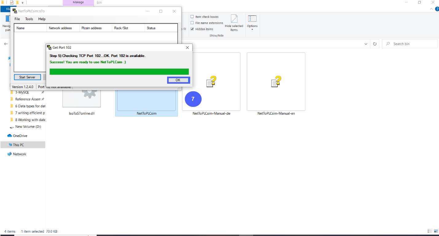 Figure 6.6 - Siemens TIA Portal PLC MySQL Google Sheets Data | Net-To-PLC-Sim Running