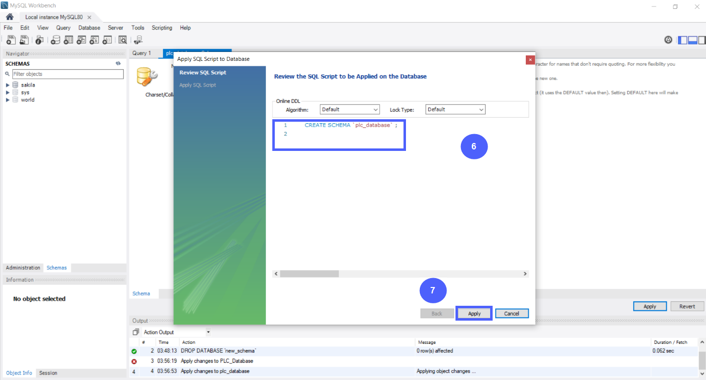 Figure 7.4 - Siemens TIA Portal PLC MySQL Google Sheets Data | MySQL Create a new Database