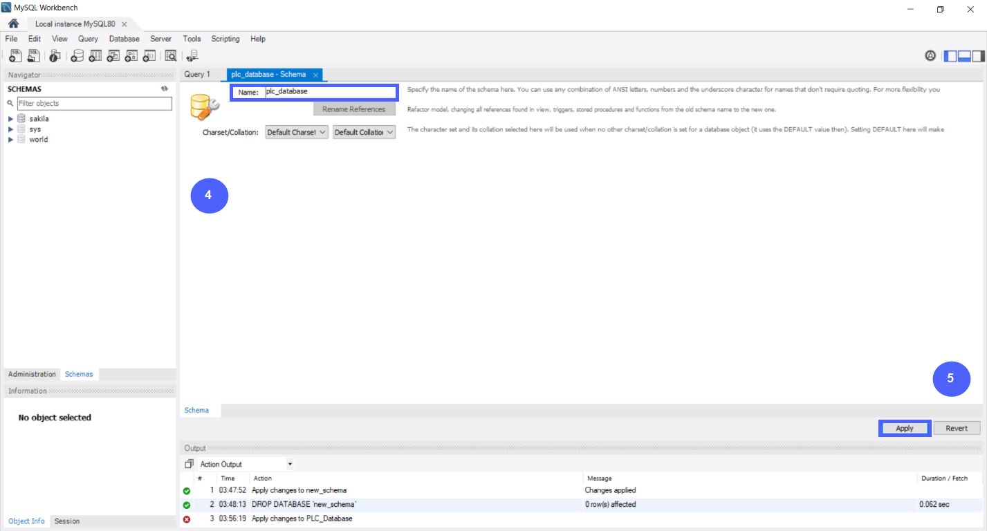 Figure 7.3 - Siemens TIA Portal PLC MySQL Google Sheets Data | MySQL Create a new Database