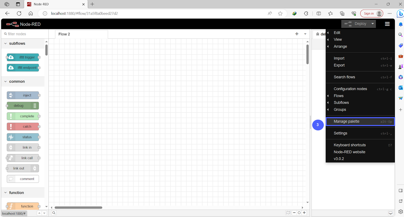 Figure 9.2 - Siemens TIA Portal PLC MySQL Google Sheets Data | Node-Red Manage Palette