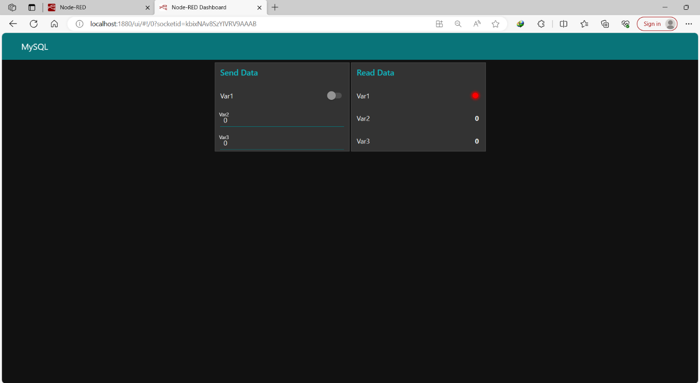 Figure 10.1 - Siemens TIA Portal PLC MySQL Google Sheets Data | Node-Red Dashboard