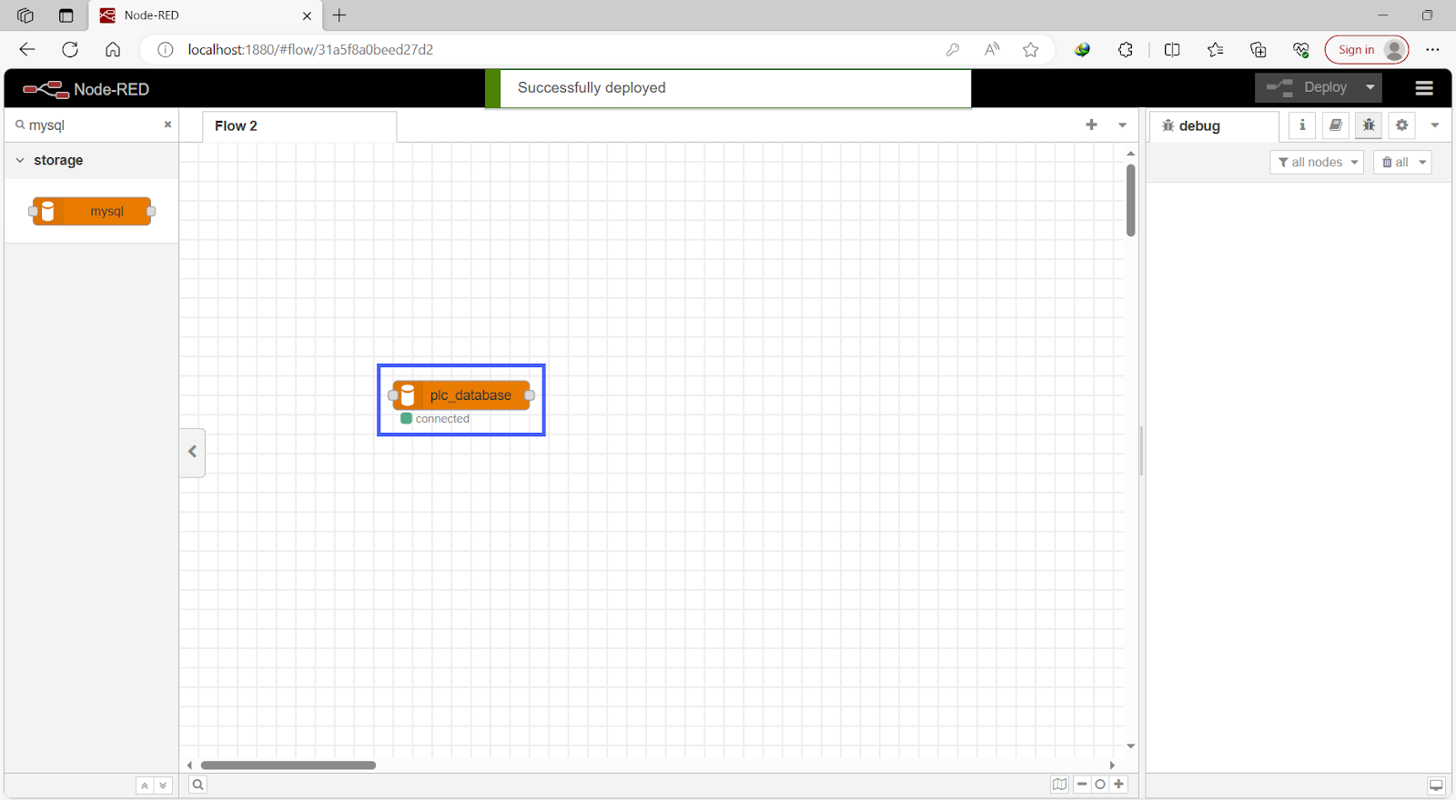 Figure 9.9 - Siemens TIA Portal PLC MySQL Google Sheets Data | Node-Red MySQL Database