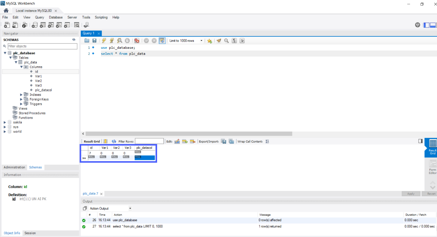 Figure 11.7 - Siemens TIA Portal PLC MySQL Google Sheets Data | MySQL Database