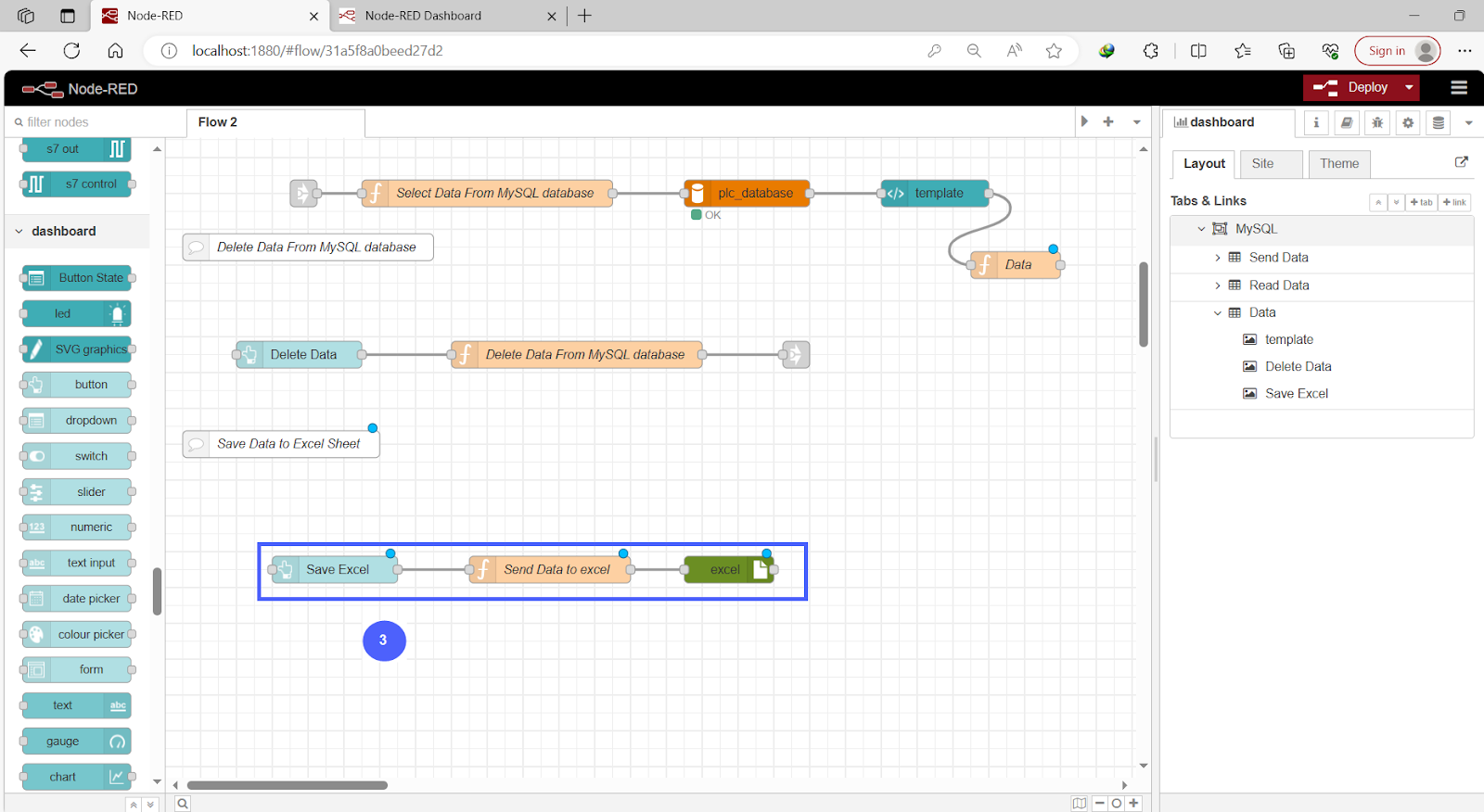 Figure 13.4 - Siemens TIA Portal PLC MySQL Excel Sheets Data | Node-Red Excel Node