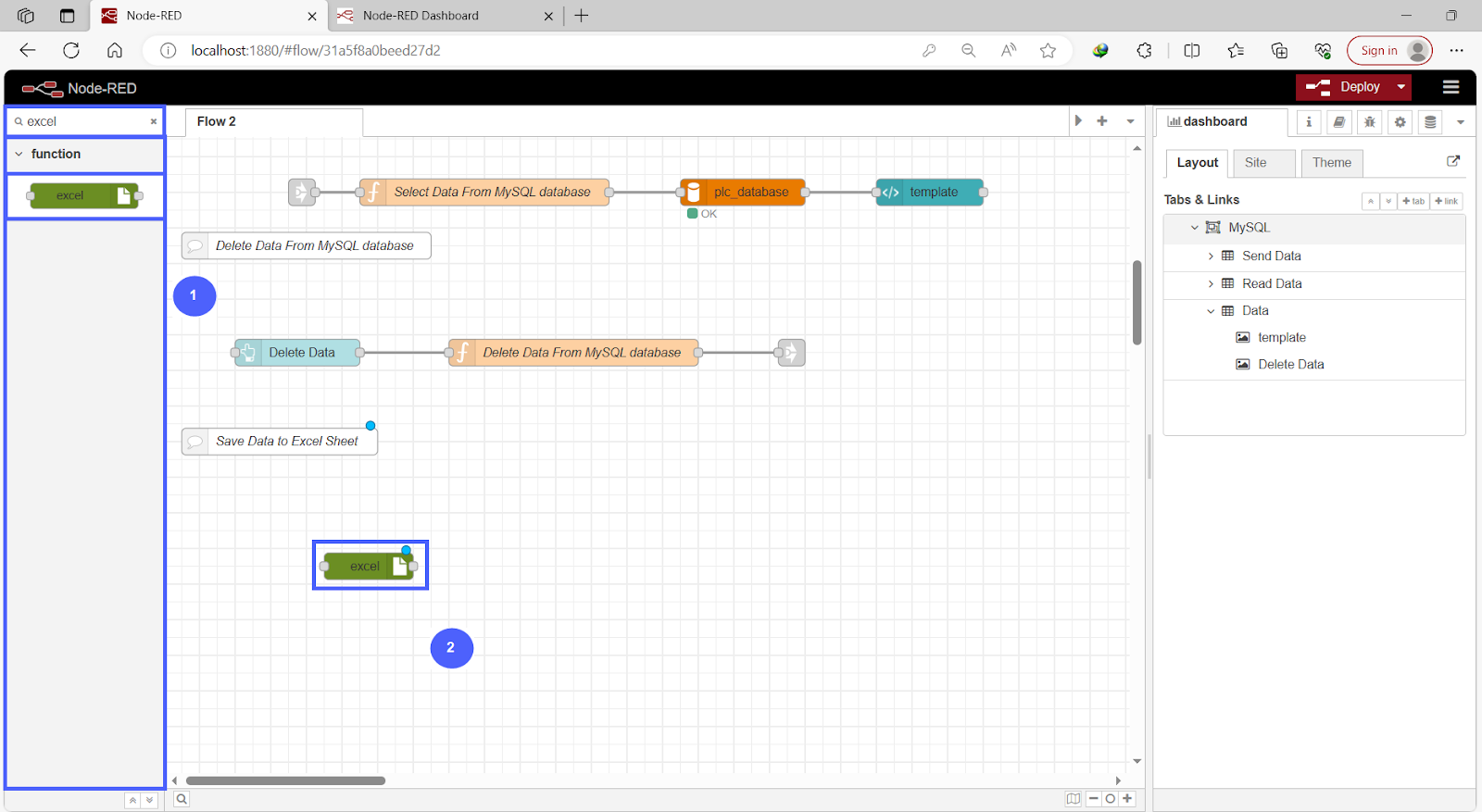 Figure 12.3 - Siemens TIA Portal PLC MySQL Excel Sheets Data | Node-Red Excel Node