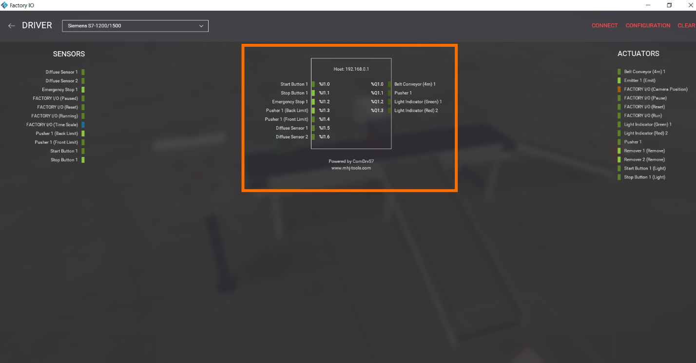 Figure 1.18 - Getting Started with Siemens S7-1200 in Factory IO | Factory IO Inputs/Outputs