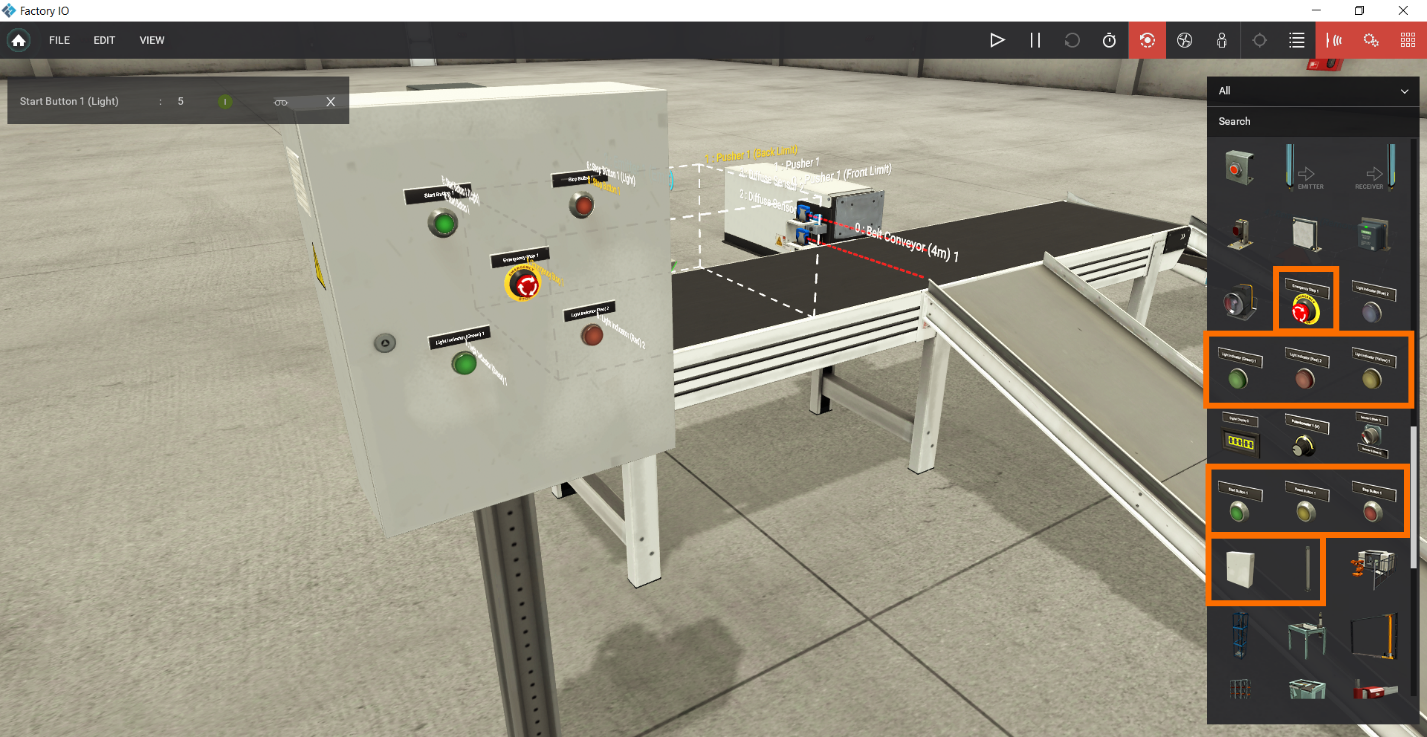 Figure 1.11 - Getting Started with Siemens S7-1200 in Factory IO | Factory IO Panel