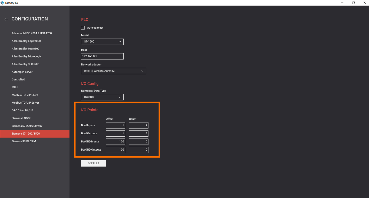 Figure 1.17 - Getting Started with Siemens S7-1200 in Factory IO | Factory IO Inputs/Outputs