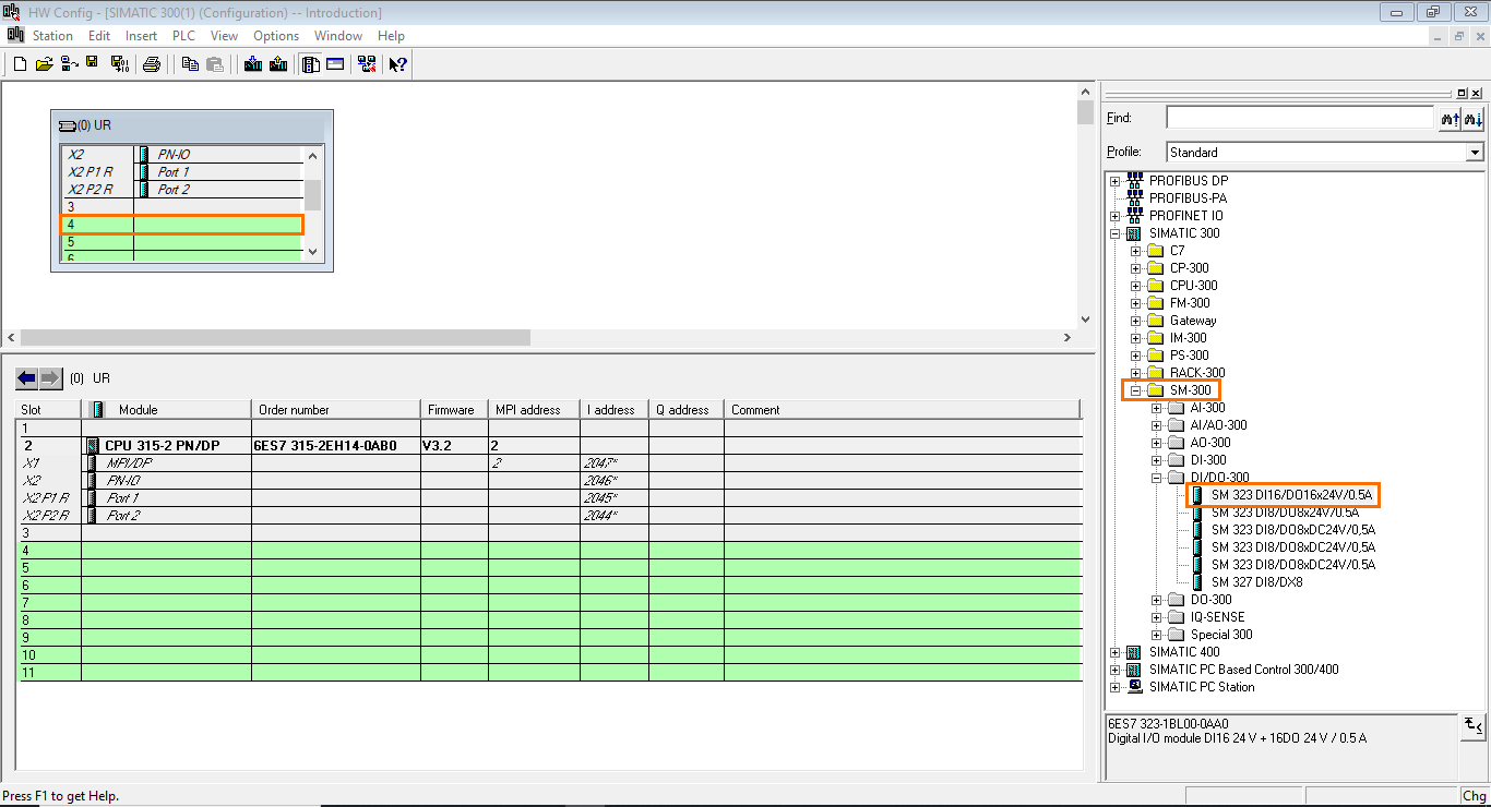 Figure 2.9 - Siemens SIMATIC Manager STEP7 PLC Programming | Adding a DI/DO module