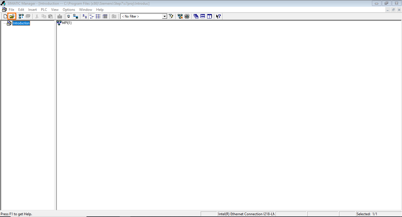 Figure 1.5 - Siemens SIMATIC Manager STEP7 PLC Programming | The project is created