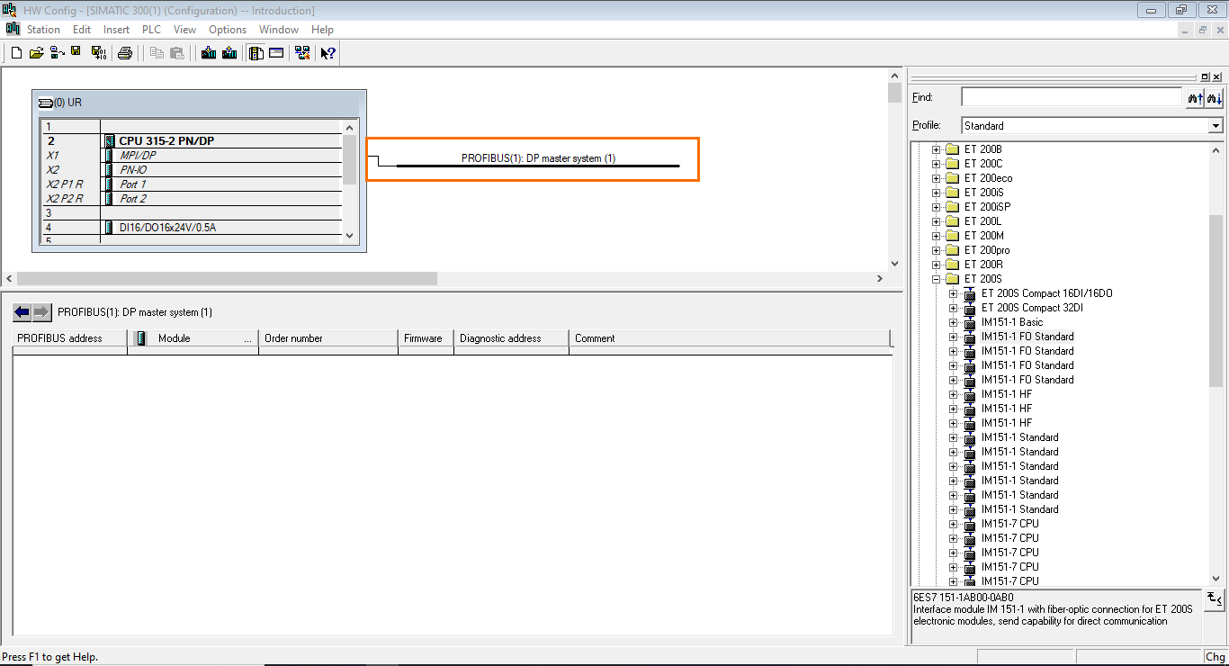 Figure 3.6 - Siemens SIMATIC Manager STEP7 PLC Programming | Network branch in the HW configuration