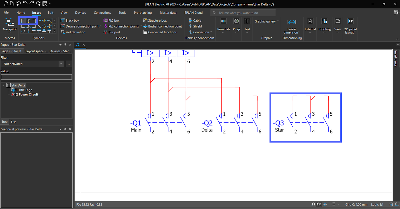 Figure 5.23 - Industrial Control Panel Schematics Using EPLAN | EPLAN Start Contacts