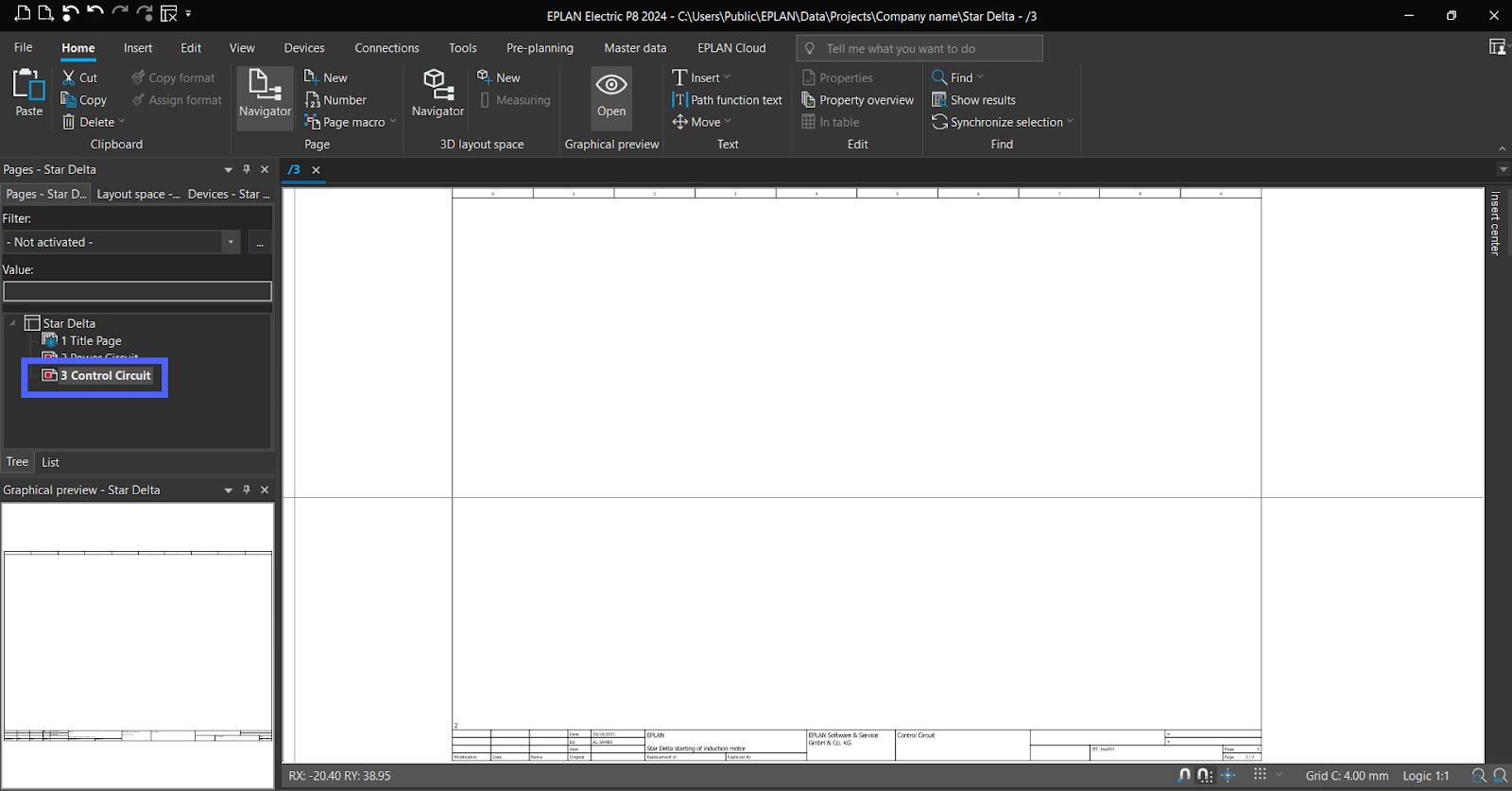 Figure 6.1 - Industrial Control Panel Schematics Using EPLAN | EPLAN Control Circuit Page