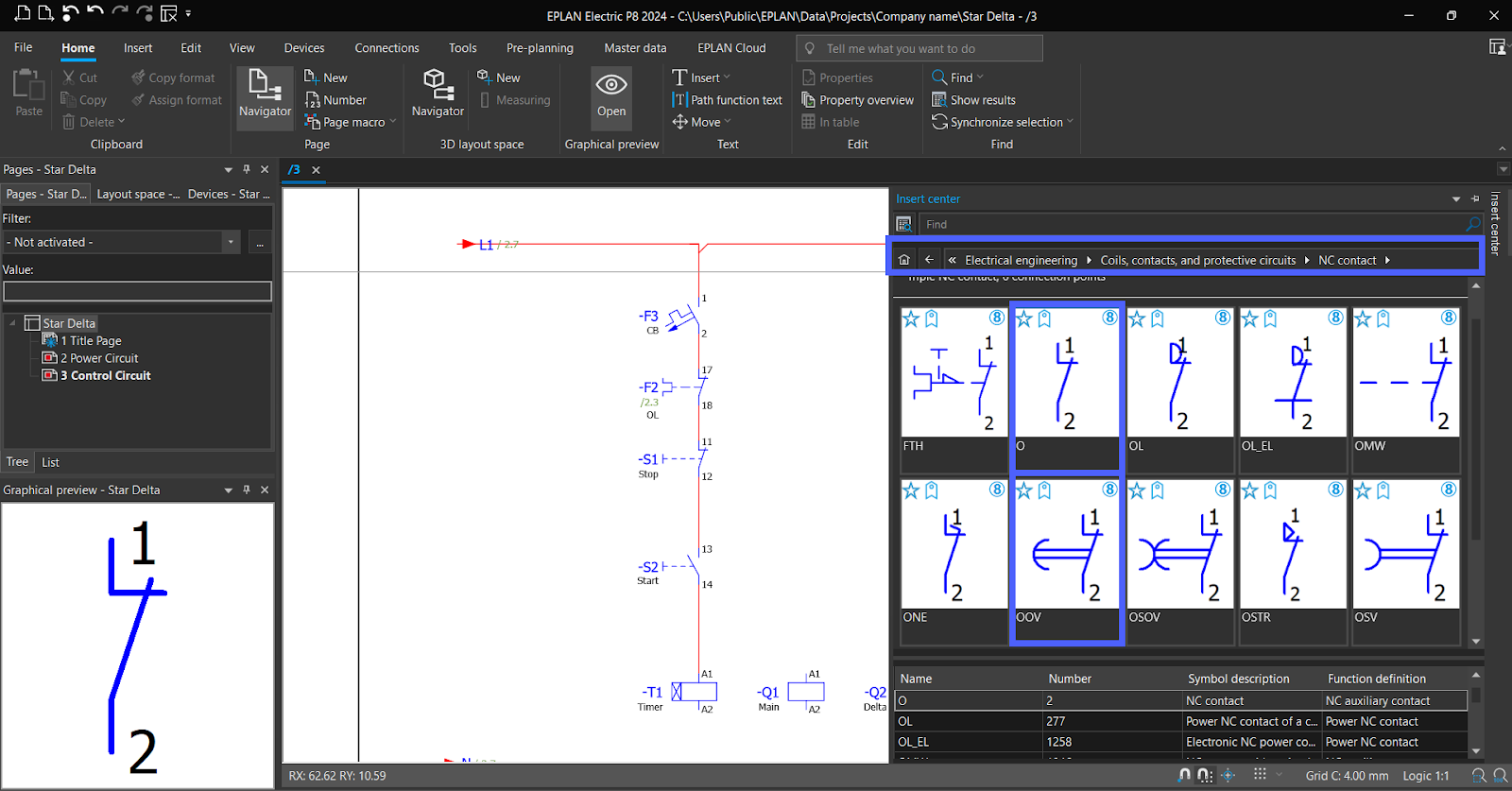 Figure 6.19 - Industrial Control Panel Schematics Using EPLAN | Control Page Normally Closed Contacts