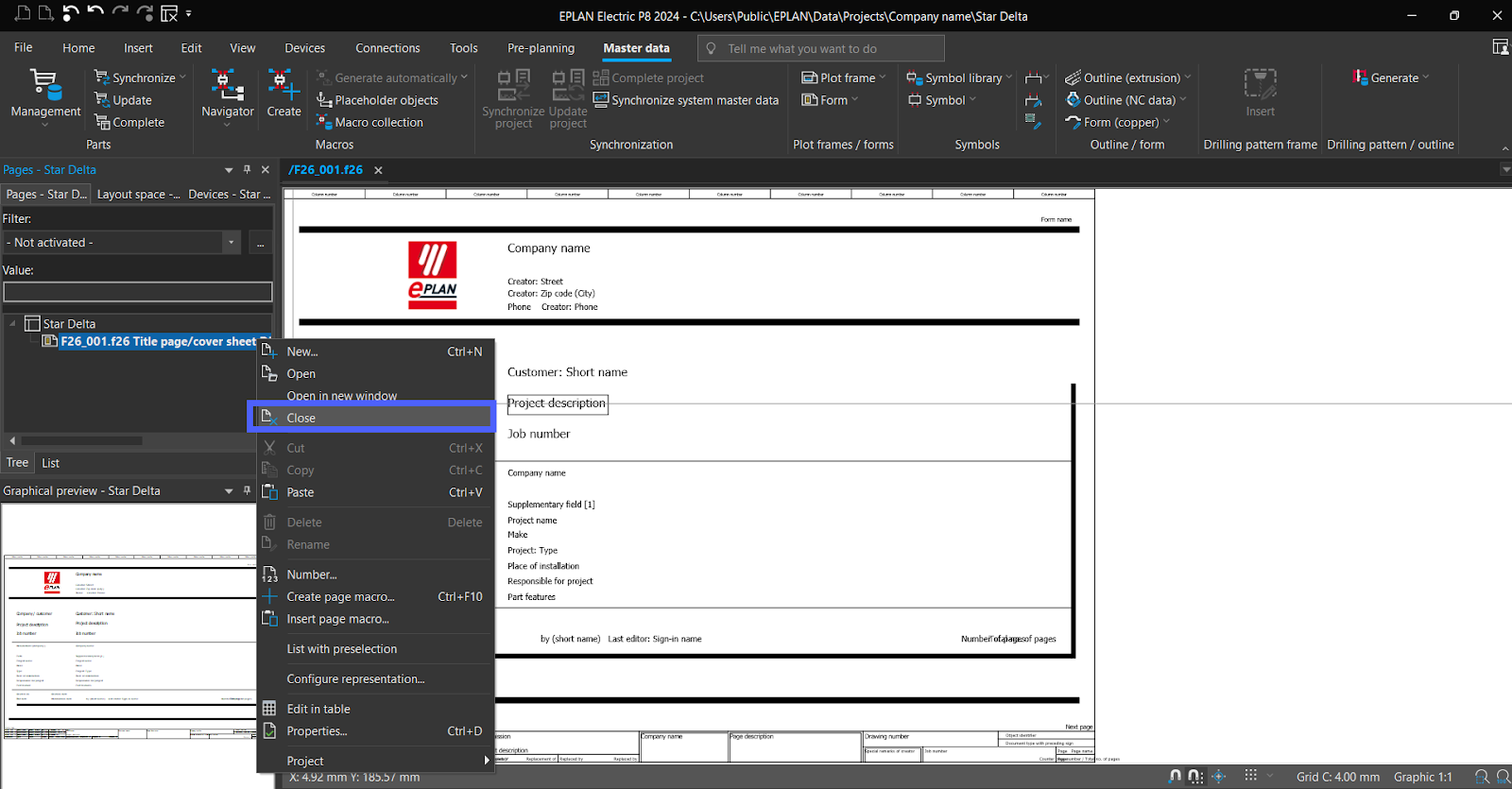 Figure 4.19 - Industrial Control Panel Schematics Using EPLAN | EPLAN - Add New Page