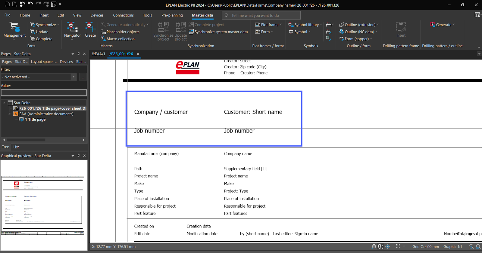 Figure 4.7 - Industrial Control Panel Schematics Using EPLAN | EPLAN Static and Special Text