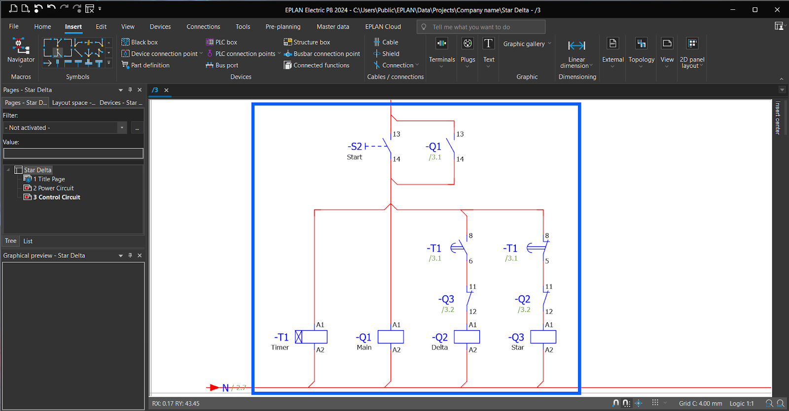 Figure 6.23 - Industrial Control Panel Schematics Using EPLAN | Control Circuit