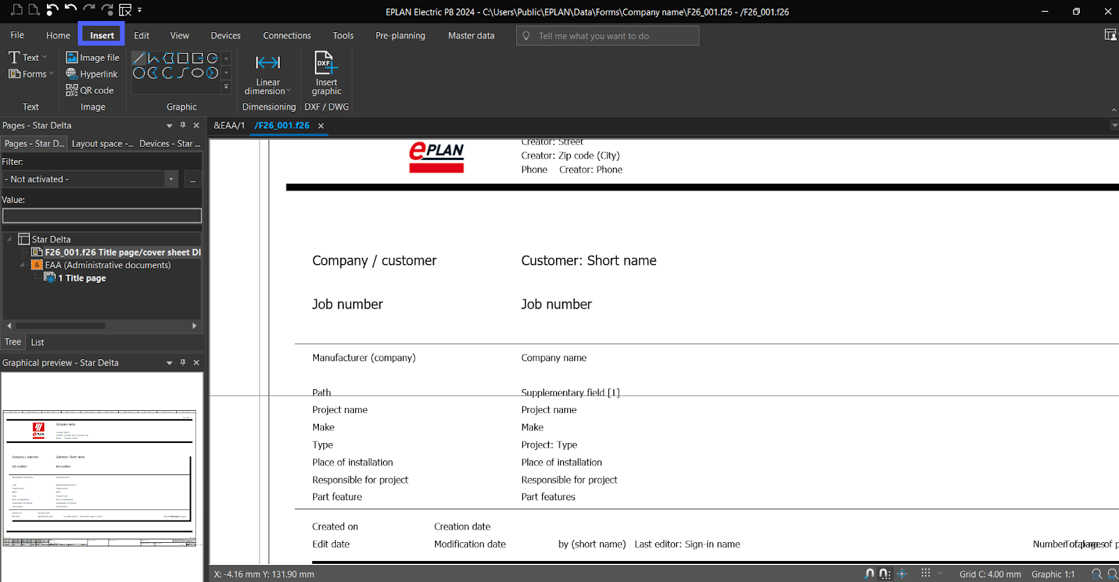 Figure 4.8 - Industrial Control Panel Schematics Using EPLAN | EPLAN Static and Special Text