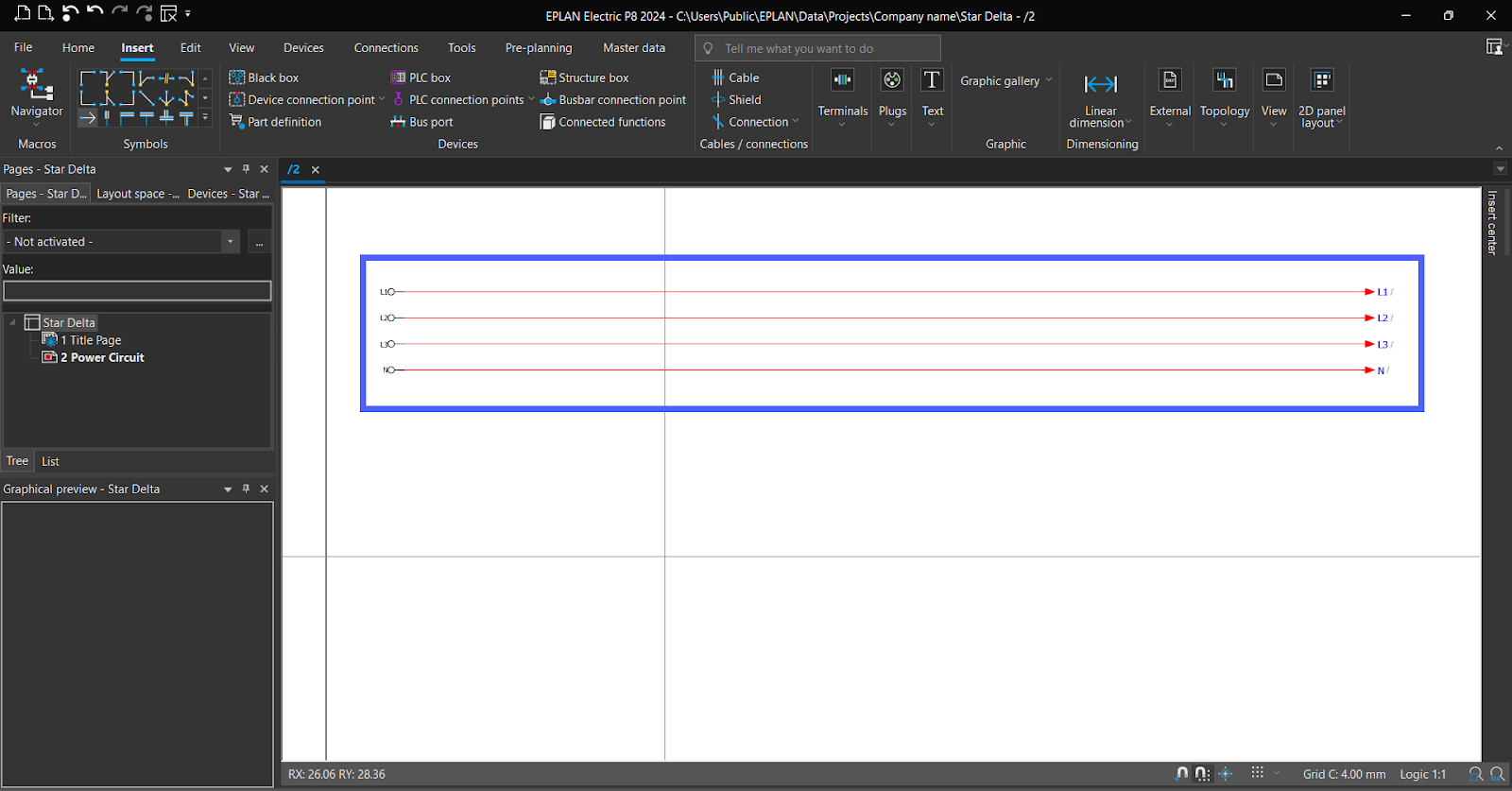 Figure 5.8 - Industrial Control Panel Schematics Using EPLAN | EPLAN - Add Interruption Point