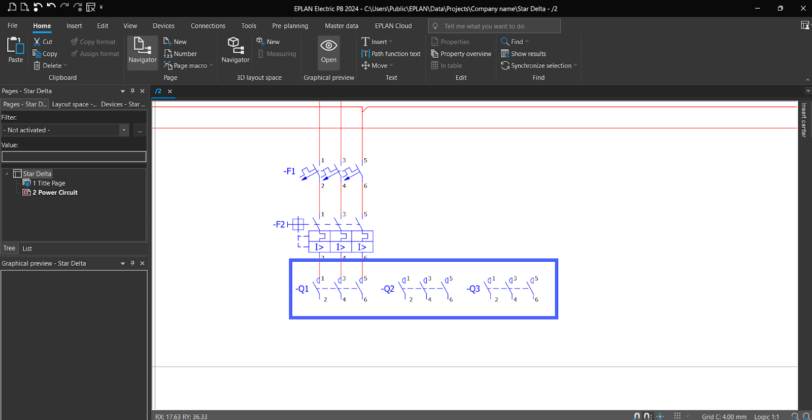 Figure 5.18 - Industrial Control Panel Schematics Using EPLAN | 3 Normally Open Contacts