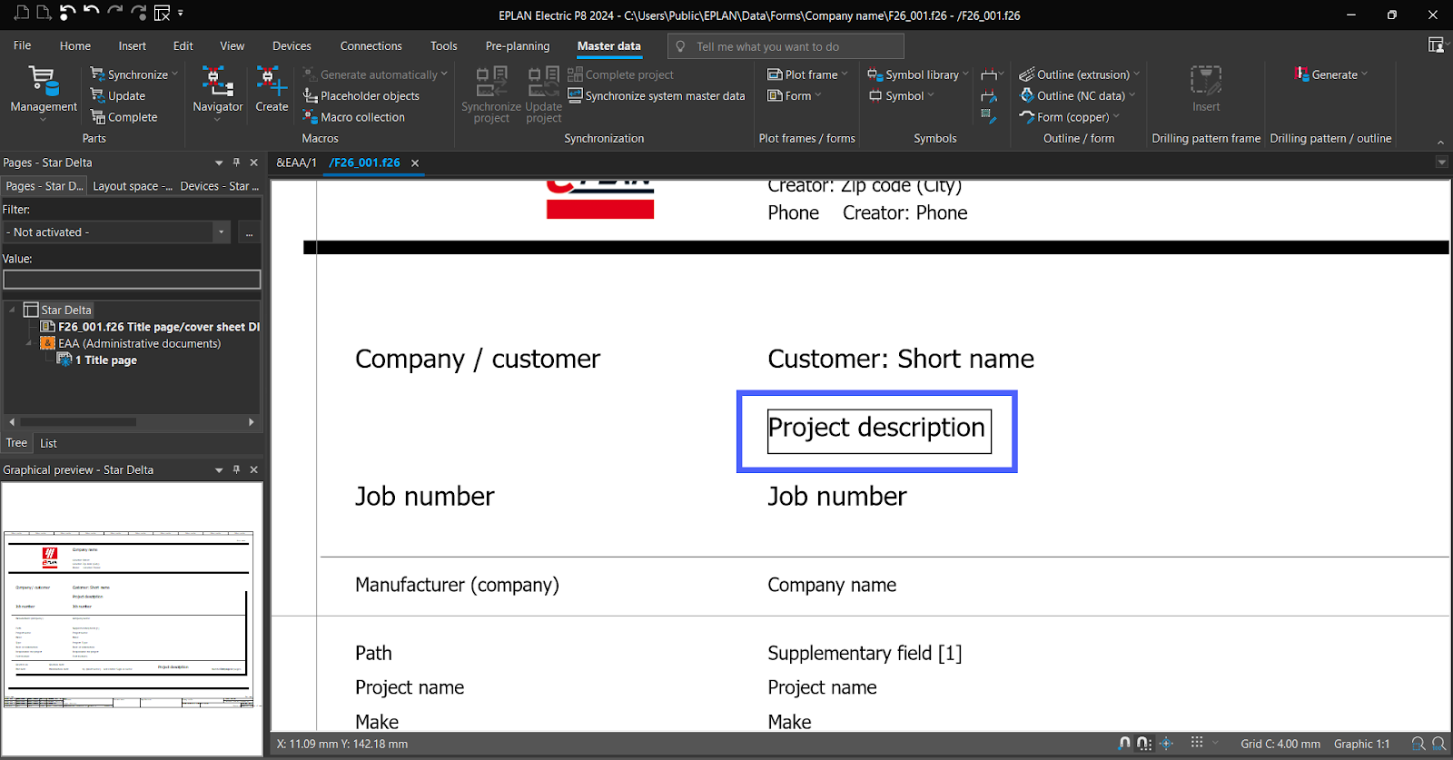 Figure 4.15 - Industrial Control Panel Schematics Using EPLAN | EPLAN - Format Special Text