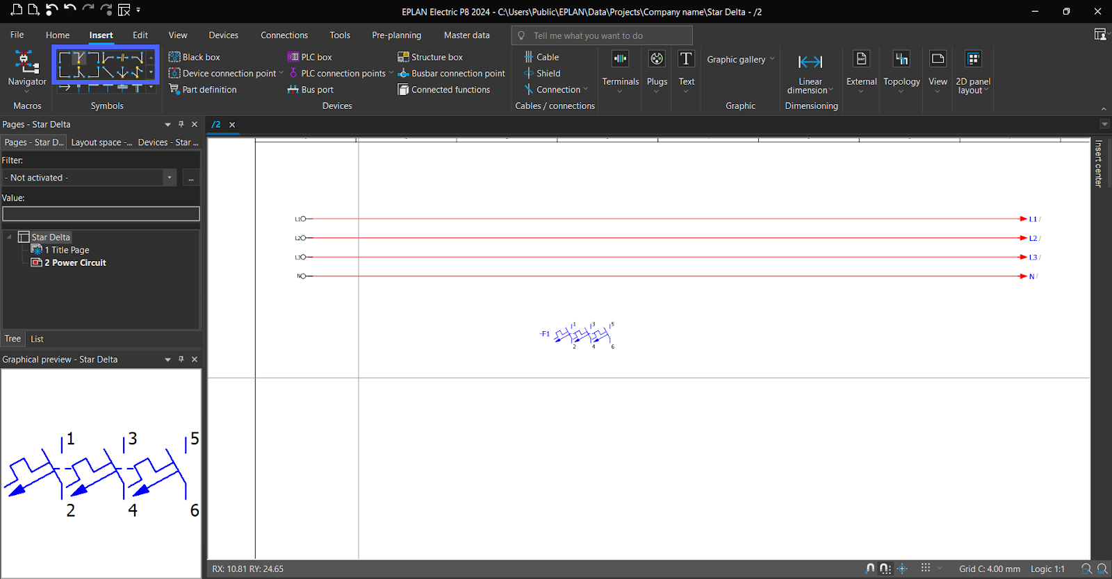 Figure 5.14 - Industrial Control Panel Schematics Using EPLAN | Lines and Nodes