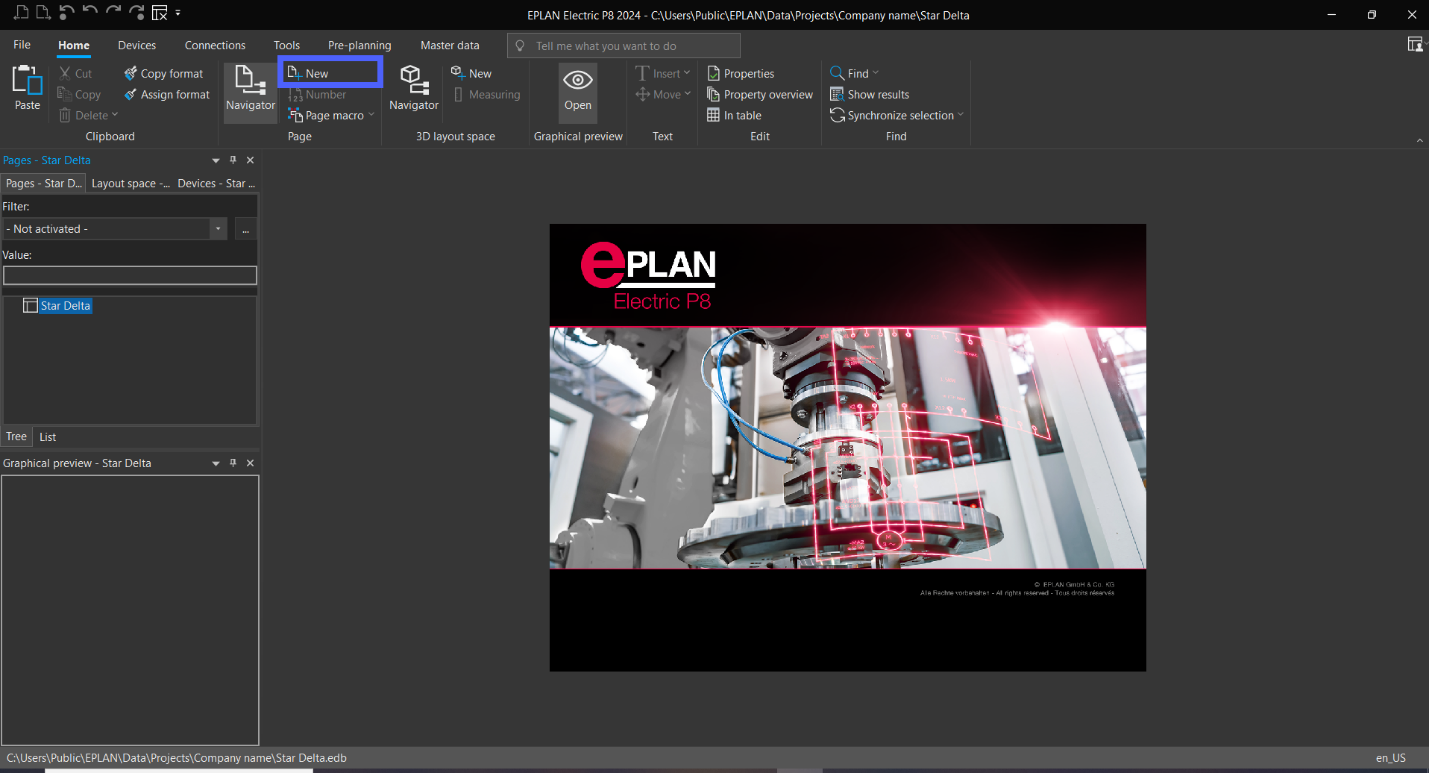 Figure 4.20 - Industrial Control Panel Schematics Using EPLAN | EPLAN - Add New Page