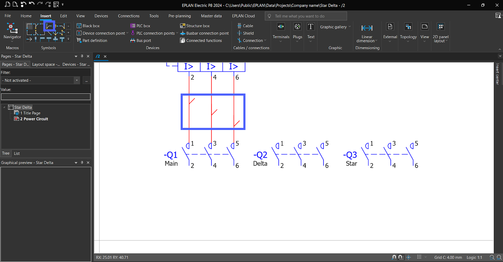 Figure 5.21 - Industrial Control Panel Schematics Using EPLAN | Adding Connections