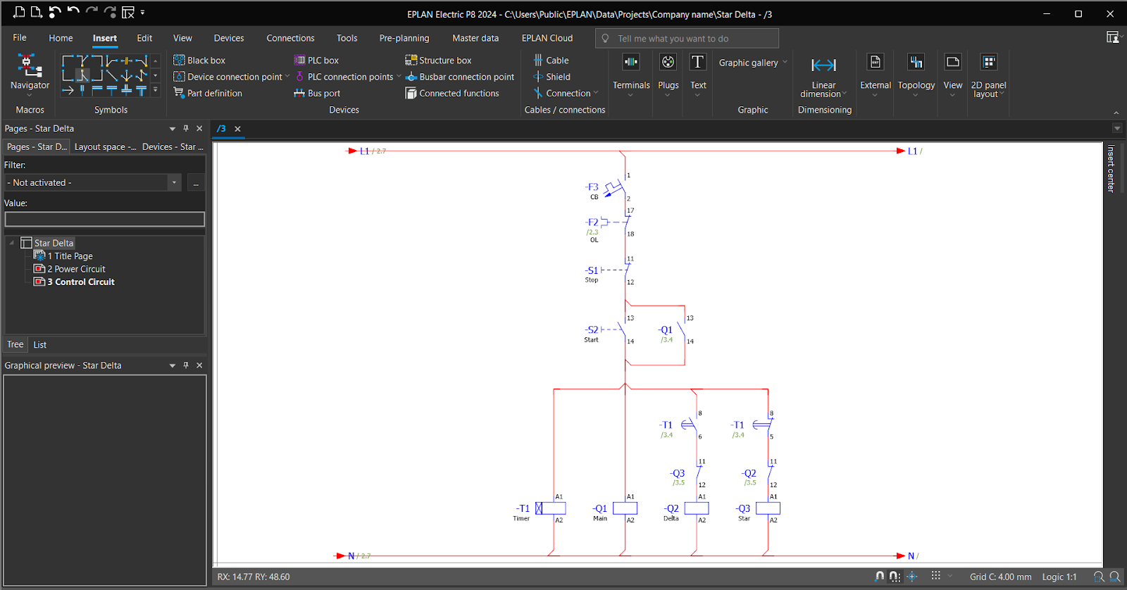 Figure 6.25 - Industrial Control Panel Schematics Using EPLAN | Control Circuit Page