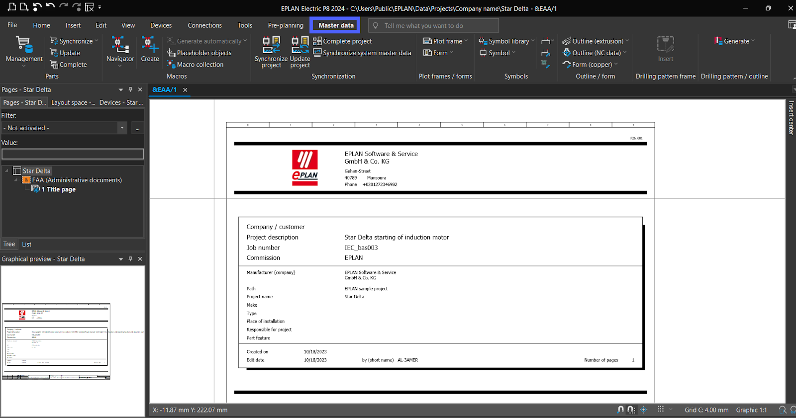 Figure 4.1 - Industrial Control Panel Schematics Using EPLAN | EPLAN Add New Title Page