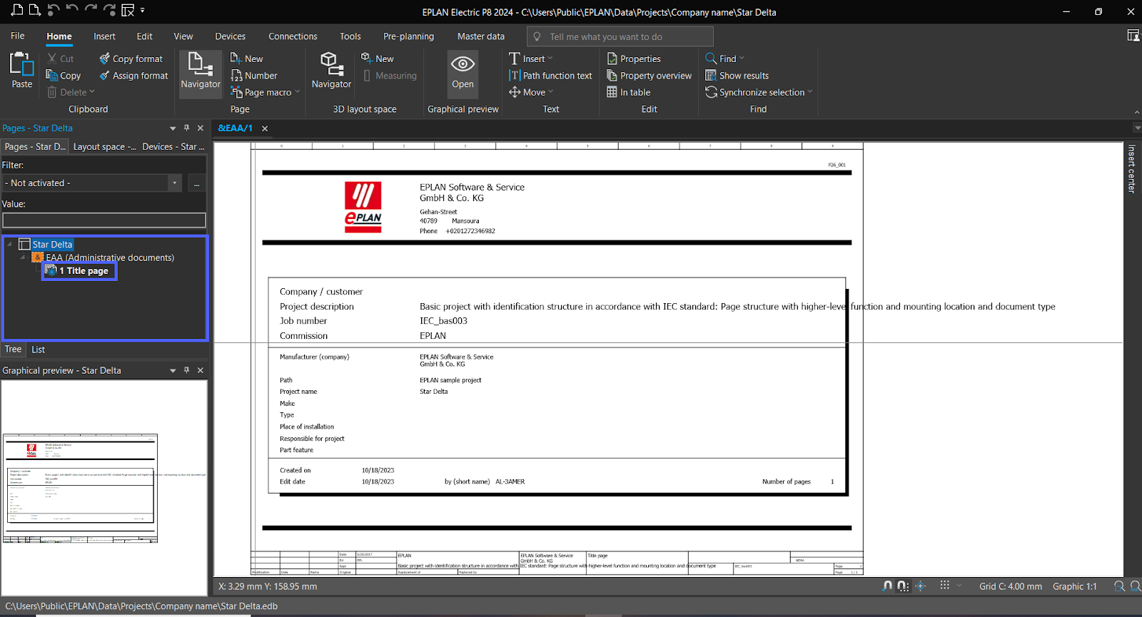 Figure 2.7 - Industrial Control Panel Schematics Using EPLAN | EPLAN Project Overview