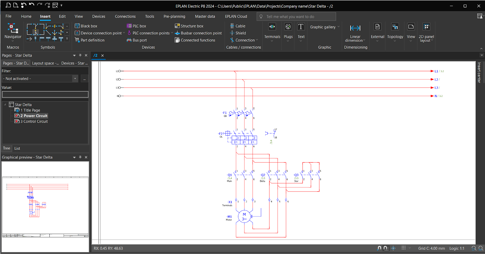 Figure 6.26 - Industrial Control Panel Schematics Using EPLAN | Power Circuit Page